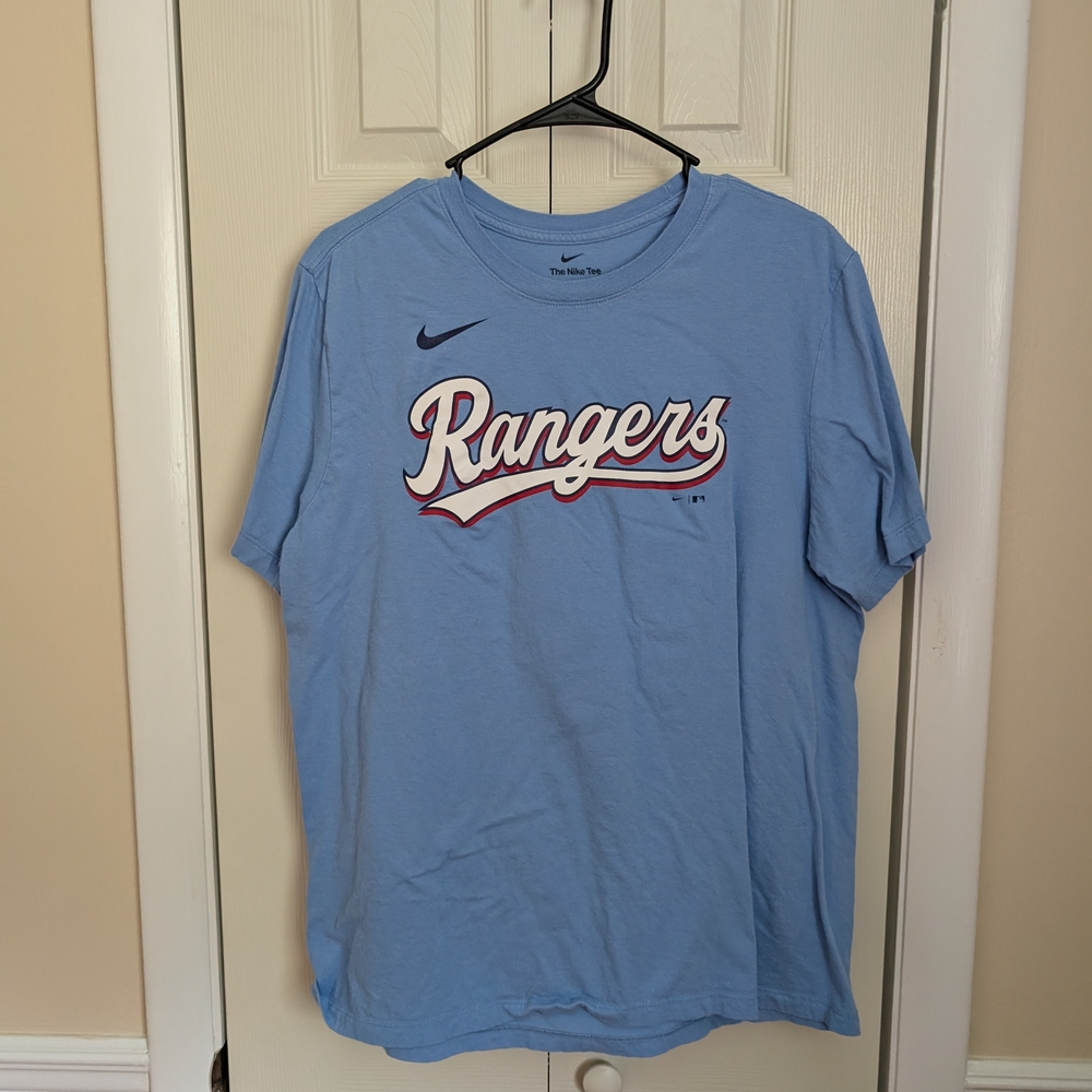 MLB Nike Texas Rangers Nathan Eovaldi Light Blue Shirt large